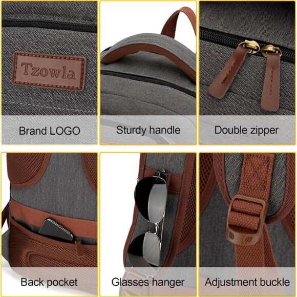 Tzowla Canvas Laptop Backpack,Bag for Men Women,Travel Work Rucksack Fits 15.6 main image 3